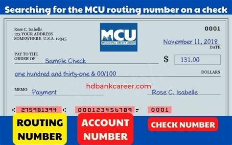 mcu routing number